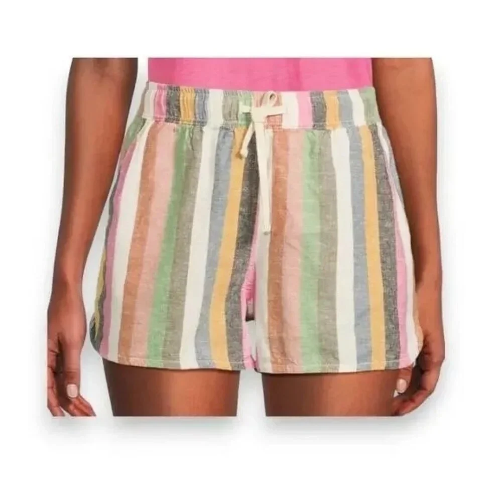 Marine Layer Multicolor Striped High Waist Shorts - Picture 1 of 8